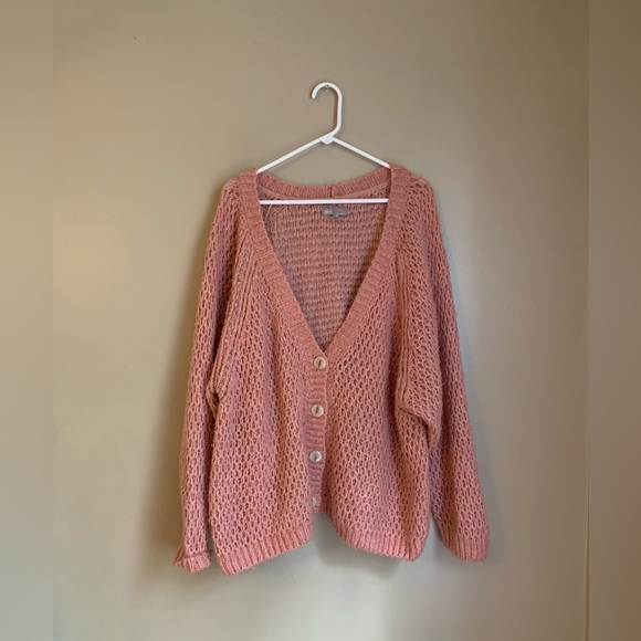 ASOS DESIGN Chunky Oversized Cardigan Dusty Pink Size 14 clean girl - Picture 1 of 7